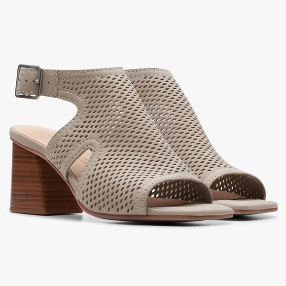 Beige Block Heel Sandals - Picture 1 of 5